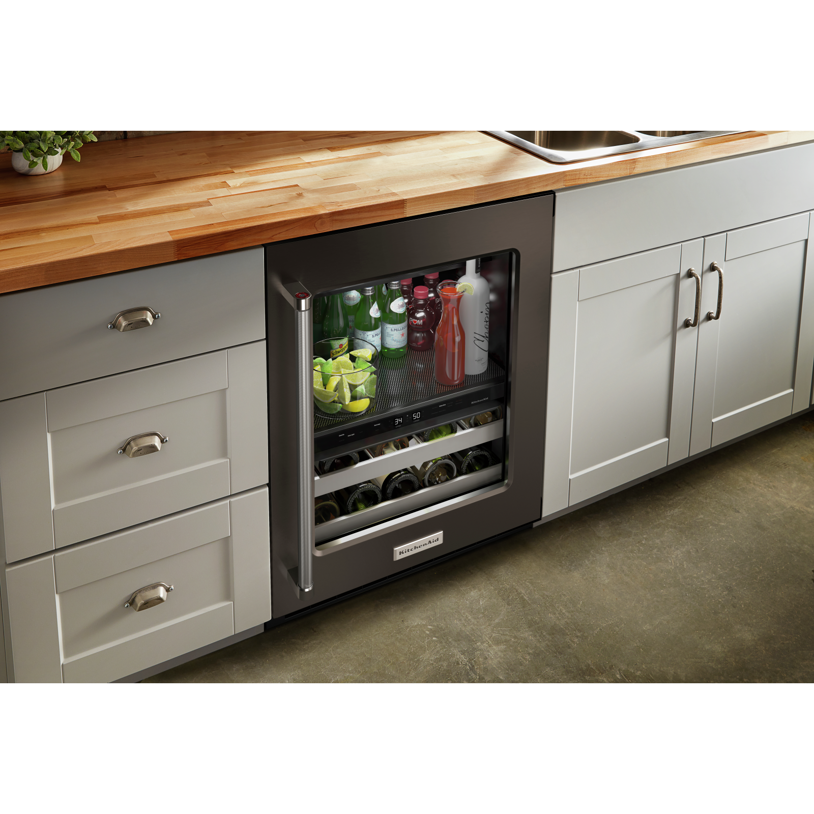 KitchenAid - 23.875 Inch 4.89 cu. ft Beverage Centre Refrigerator in Black Stainless - KUBR314KBS