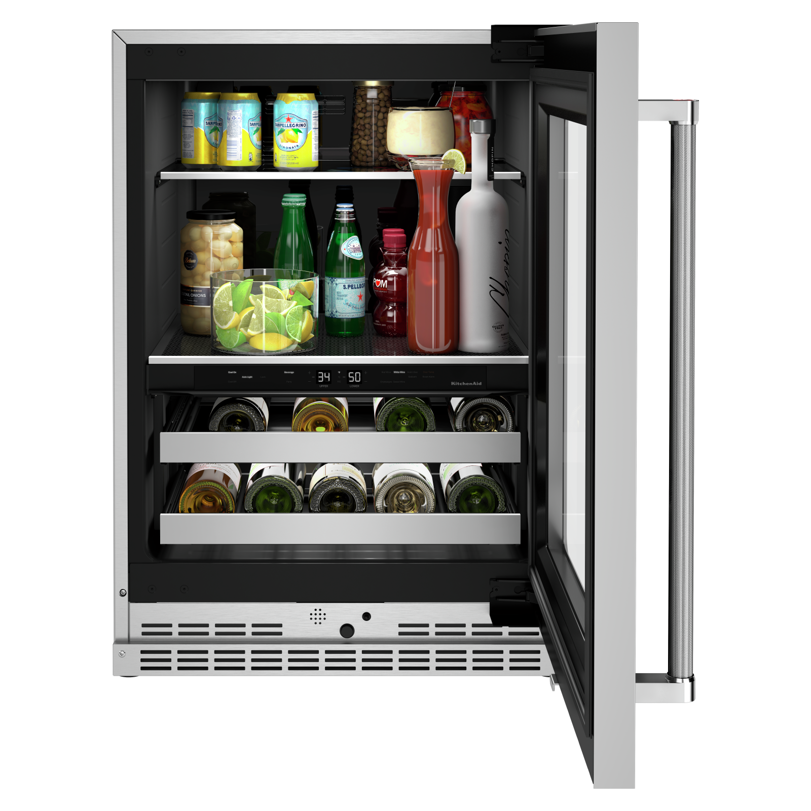 KitchenAid - 23.875 Inch 4.89 cu. ft Beverage Centre Refrigerator in Stainless - KUBR314KSS