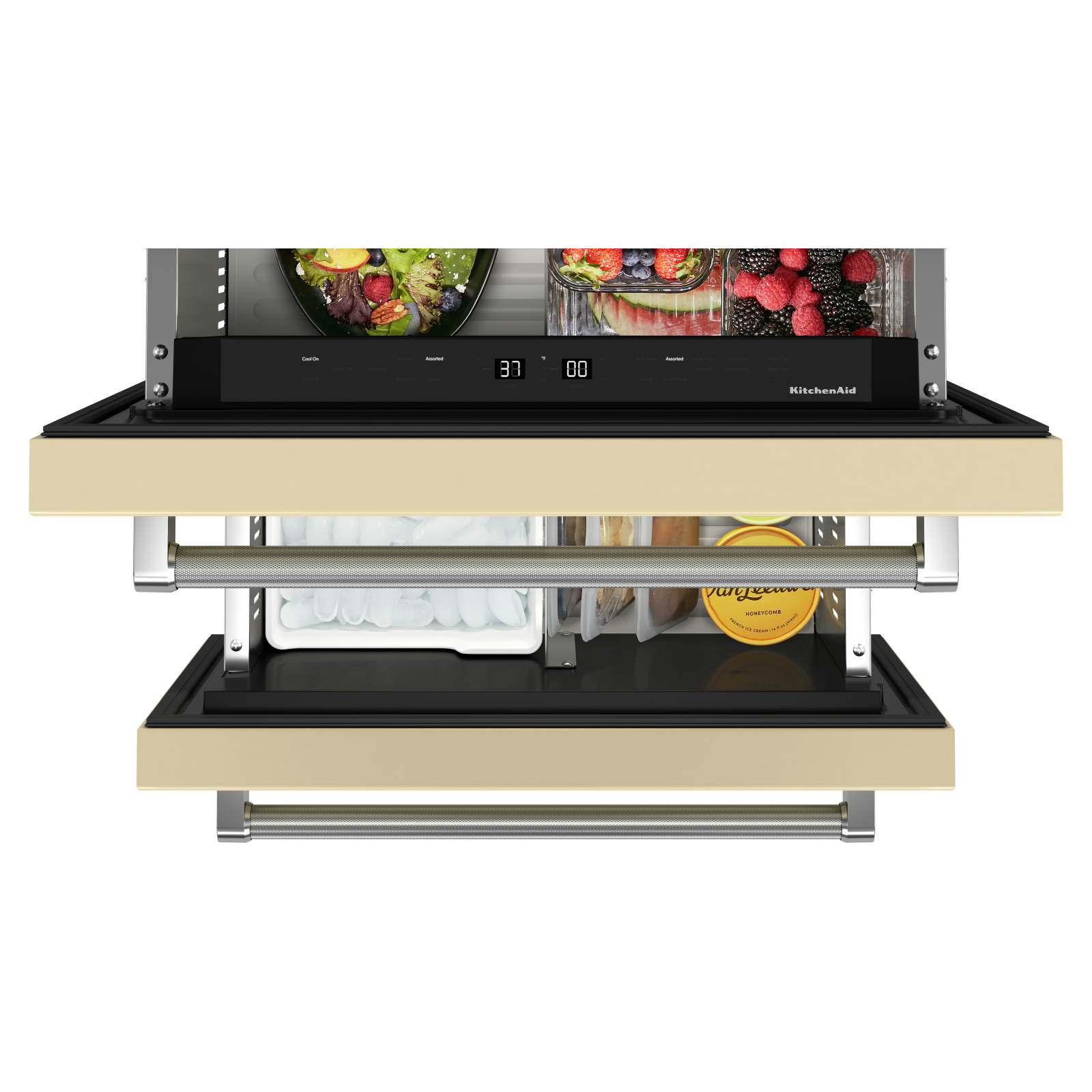 KitchenAid - 23.875 Inch 4.29 cu. ft Undercounter Double-Drawer Refrigerator in Panel Ready - KUDF204KPA