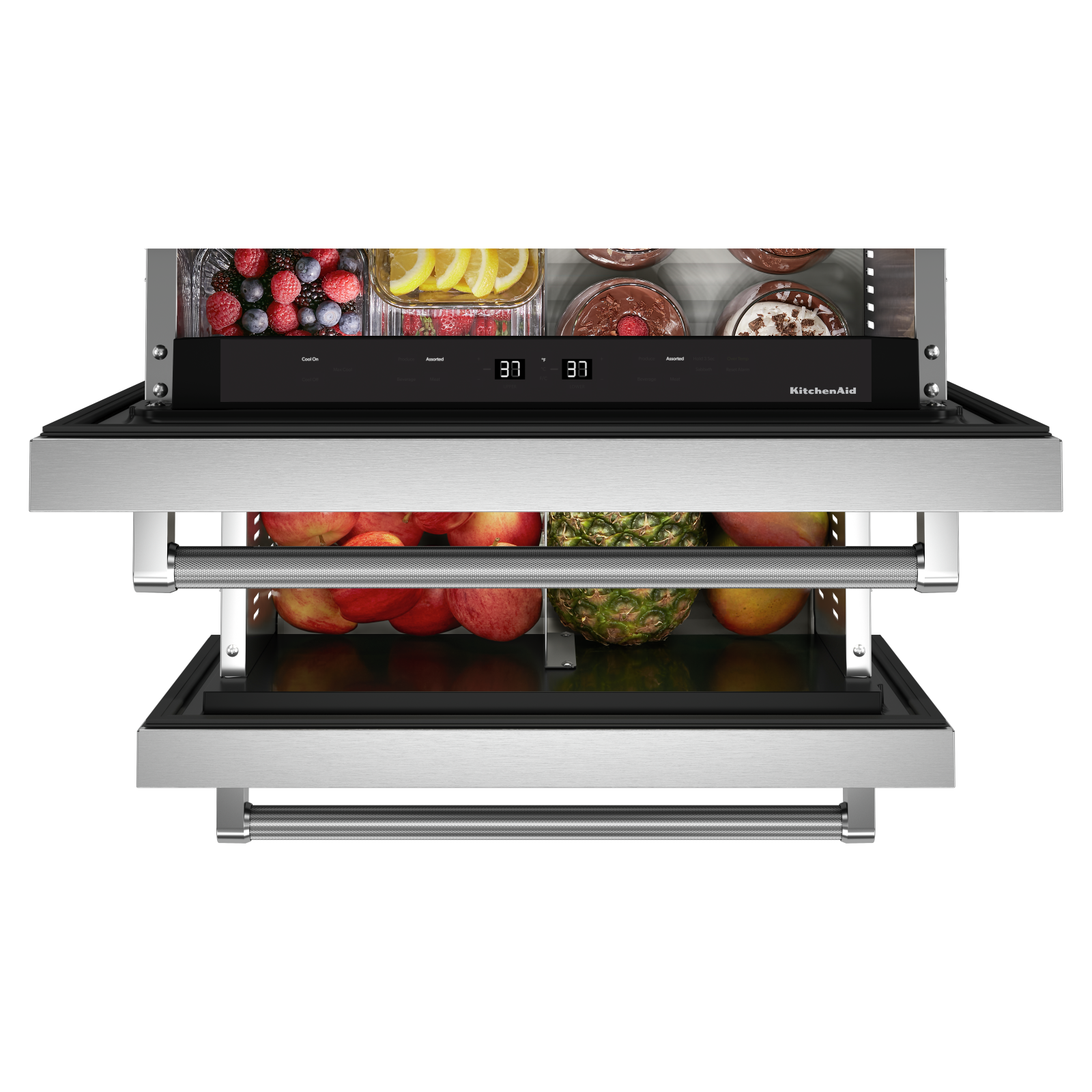 KitchenAid - 23.875 Inch 4.4 cu. ft Undercounter Double-Drawer Refrigerator in Stainless - KUDR204KSB