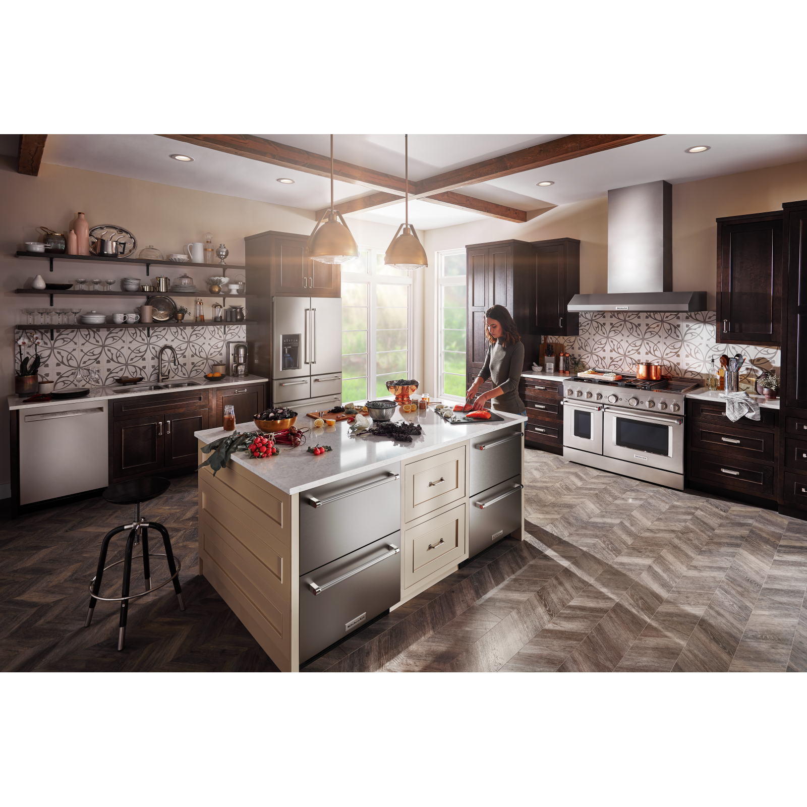 KitchenAid - 23.875 Inch 4.4 cu. ft Undercounter Double-Drawer Refrigerator in Stainless - KUDR204KSB