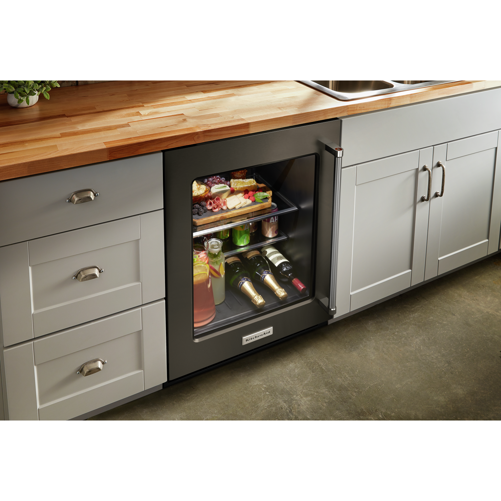 KitchenAid - 23.875 Inch 5.2 cu. ft Undercounter Refrigerator in Black Stainless - KURL314KBS