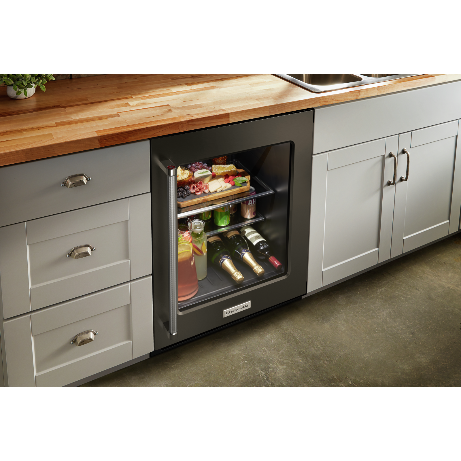 KitchenAid - 23.875 Inch 5.2 cu. ft Undercounter Refrigerator in Black Stainless - KURR314KBS