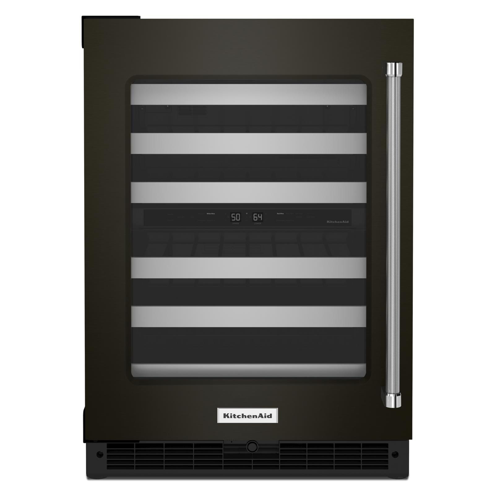 KitchenAid - 23.875 Inch 4.97 cu. ft Undercounter Wine Fridge Refrigerator in Black Stainless - KUWL314KBS
