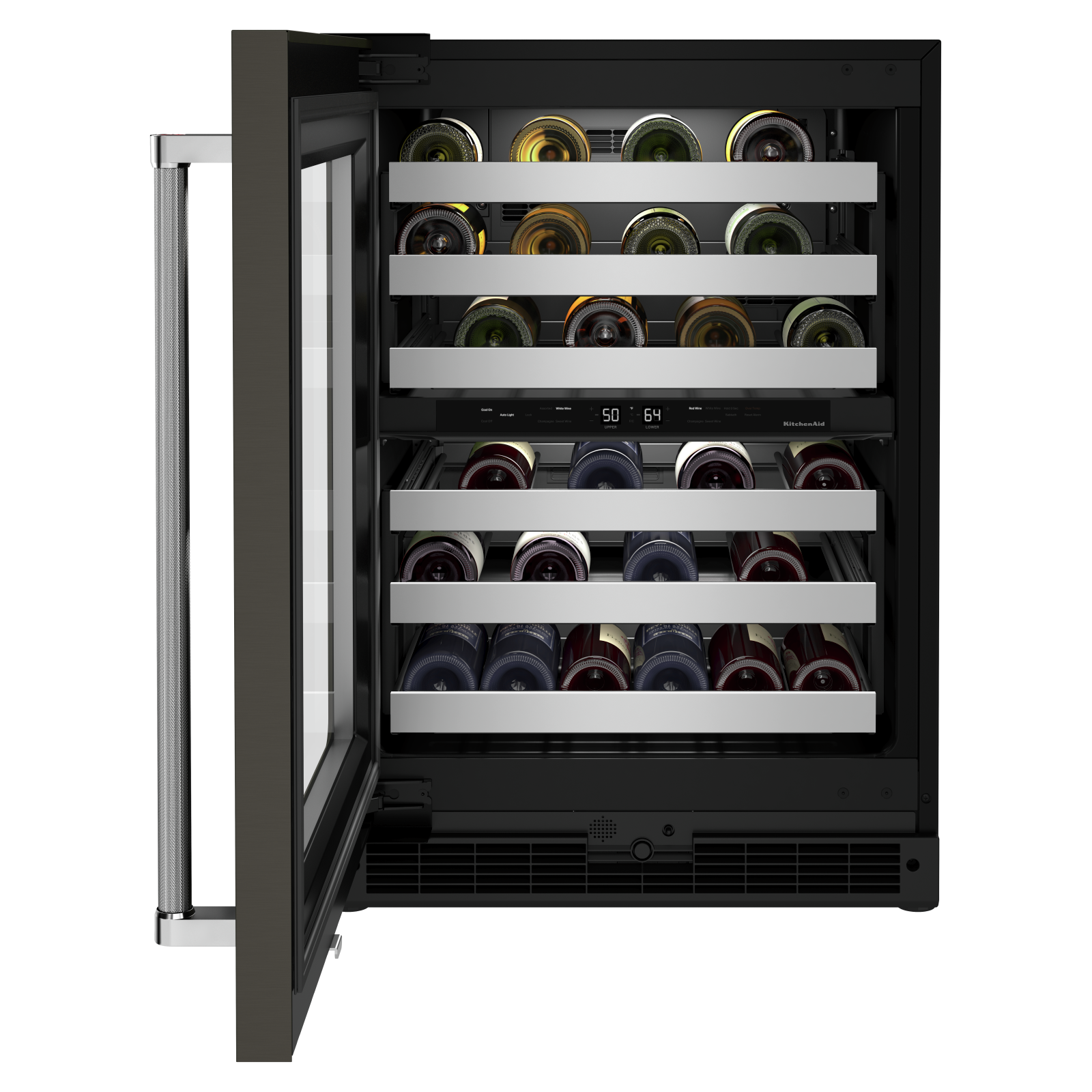 KitchenAid - 23.875 Inch 4.97 cu. ft Undercounter Wine Fridge Refrigerator in Black Stainless - KUWL314KBS