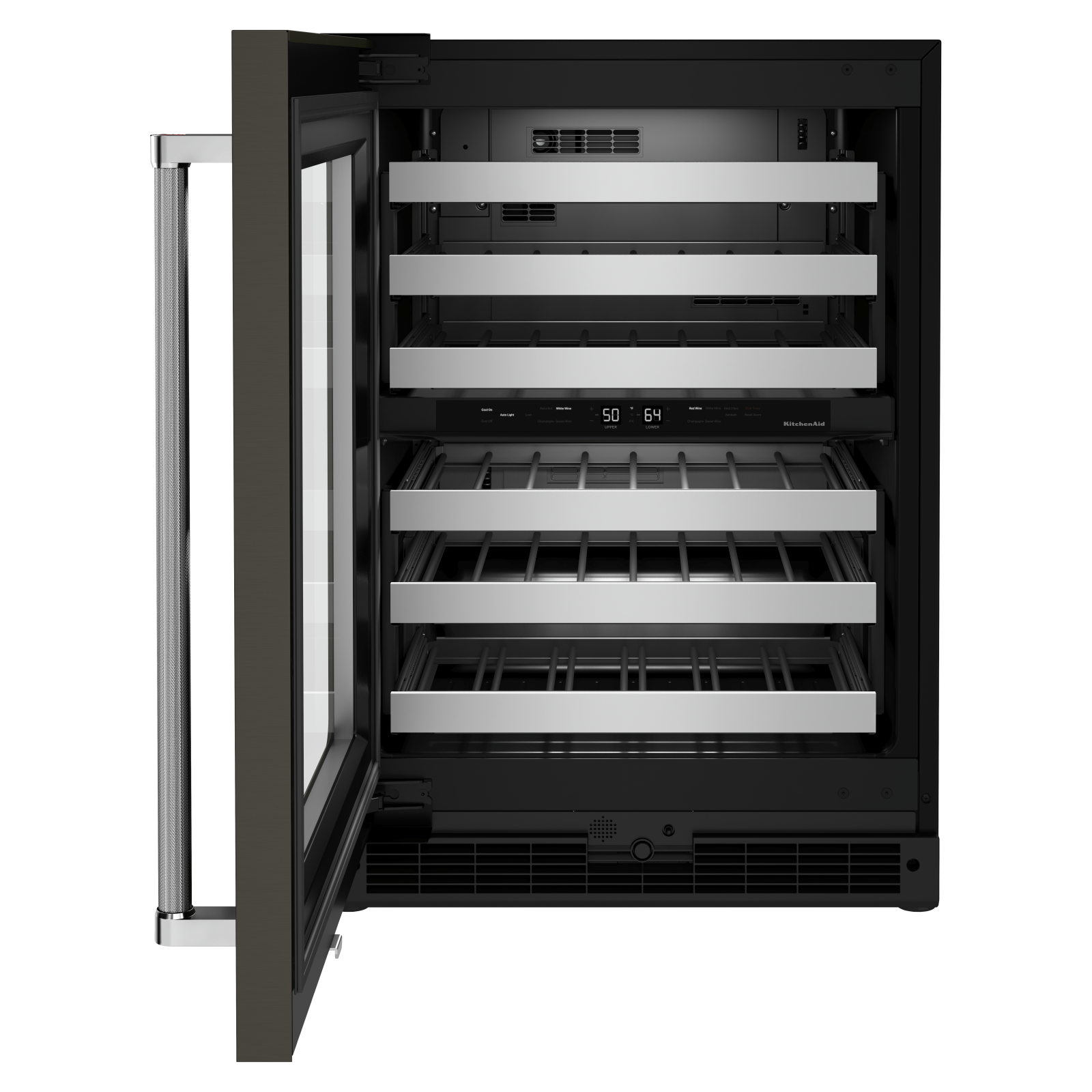 KitchenAid - 23.875 Inch 4.97 cu. ft Undercounter Wine Fridge Refrigerator in Black Stainless - KUWL314KBS