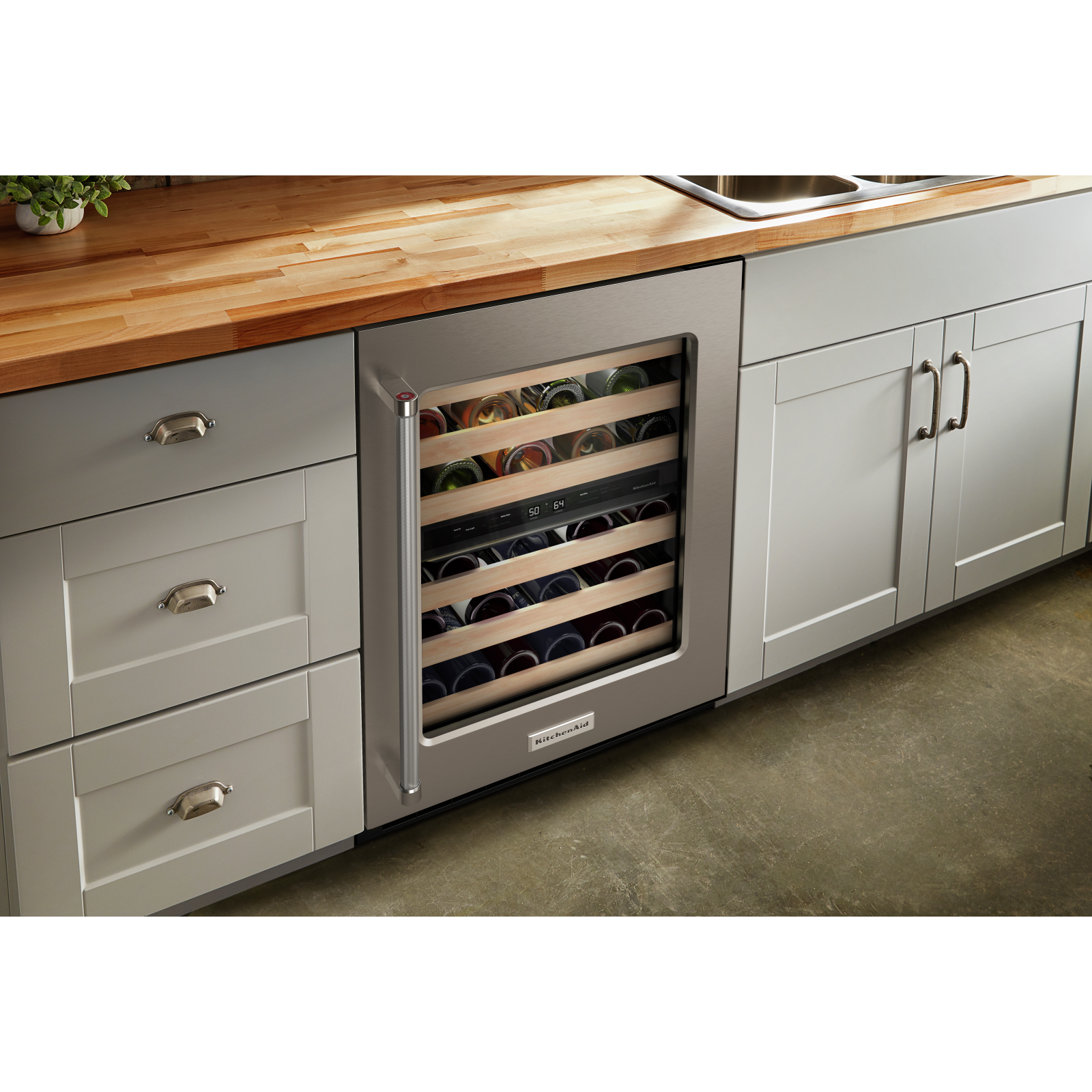 KitchenAid - 23.875 Inch 4.97 cu. ft Undercounter Wine Fridge Refrigerator in Stainless - KUWR214KSB