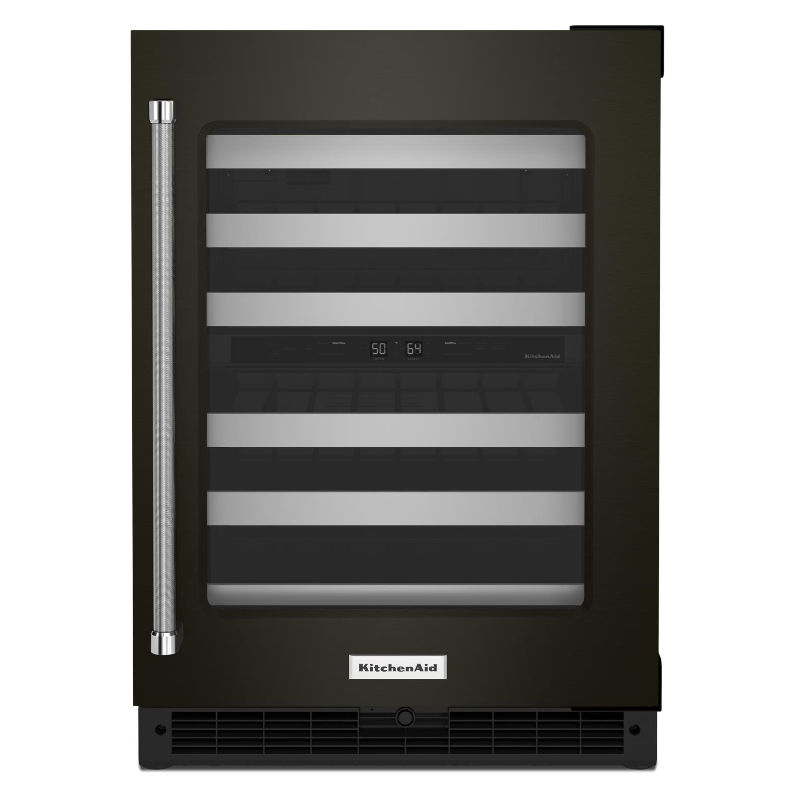 KitchenAid - 23.875 Inch 4.97 cu. ft Undercounter Wine Fridge Refrigerator in Black Stainless - KUWR314KBS