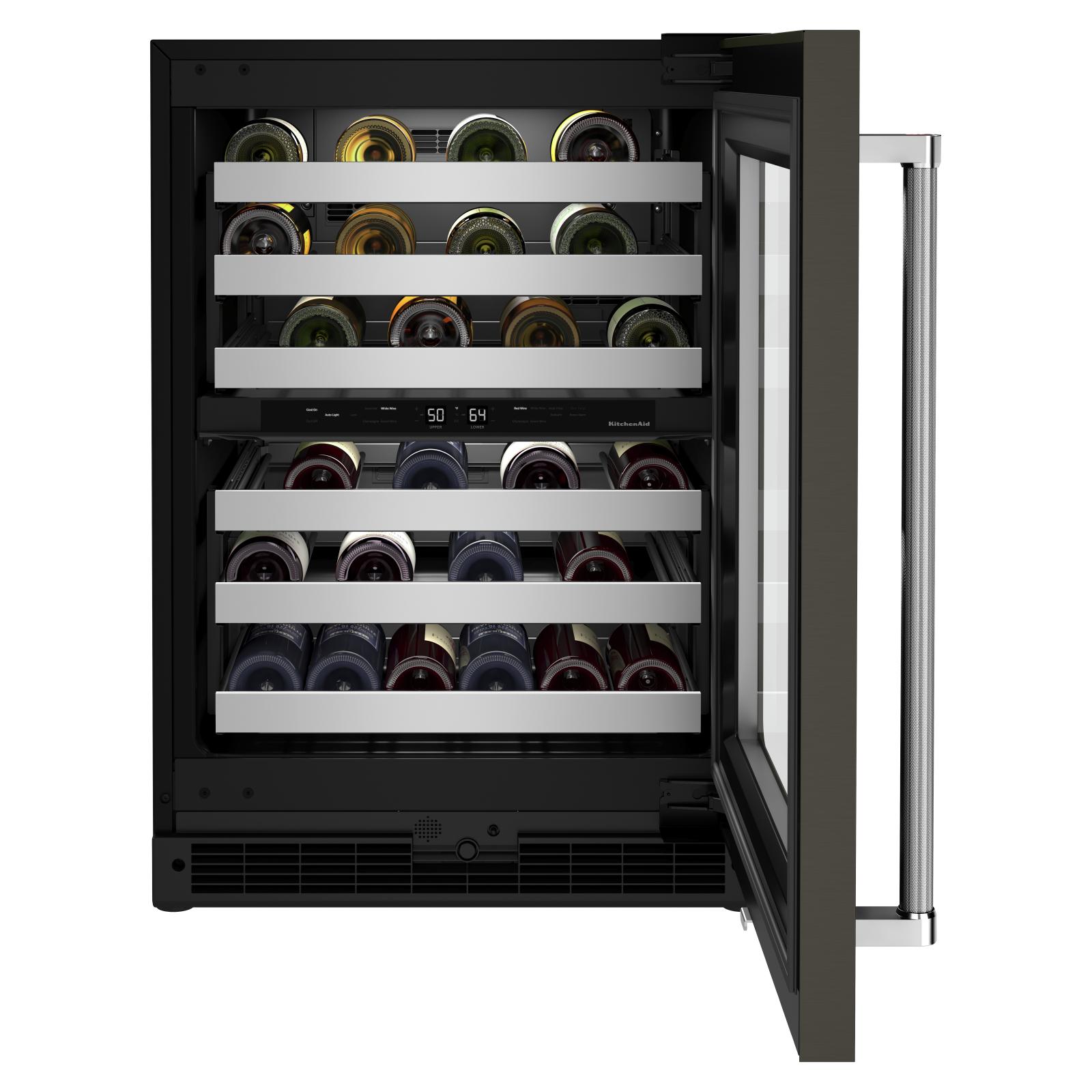 KitchenAid - 23.875 Inch 4.97 cu. ft Undercounter Wine Fridge Refrigerator in Black Stainless - KUWR314KBS