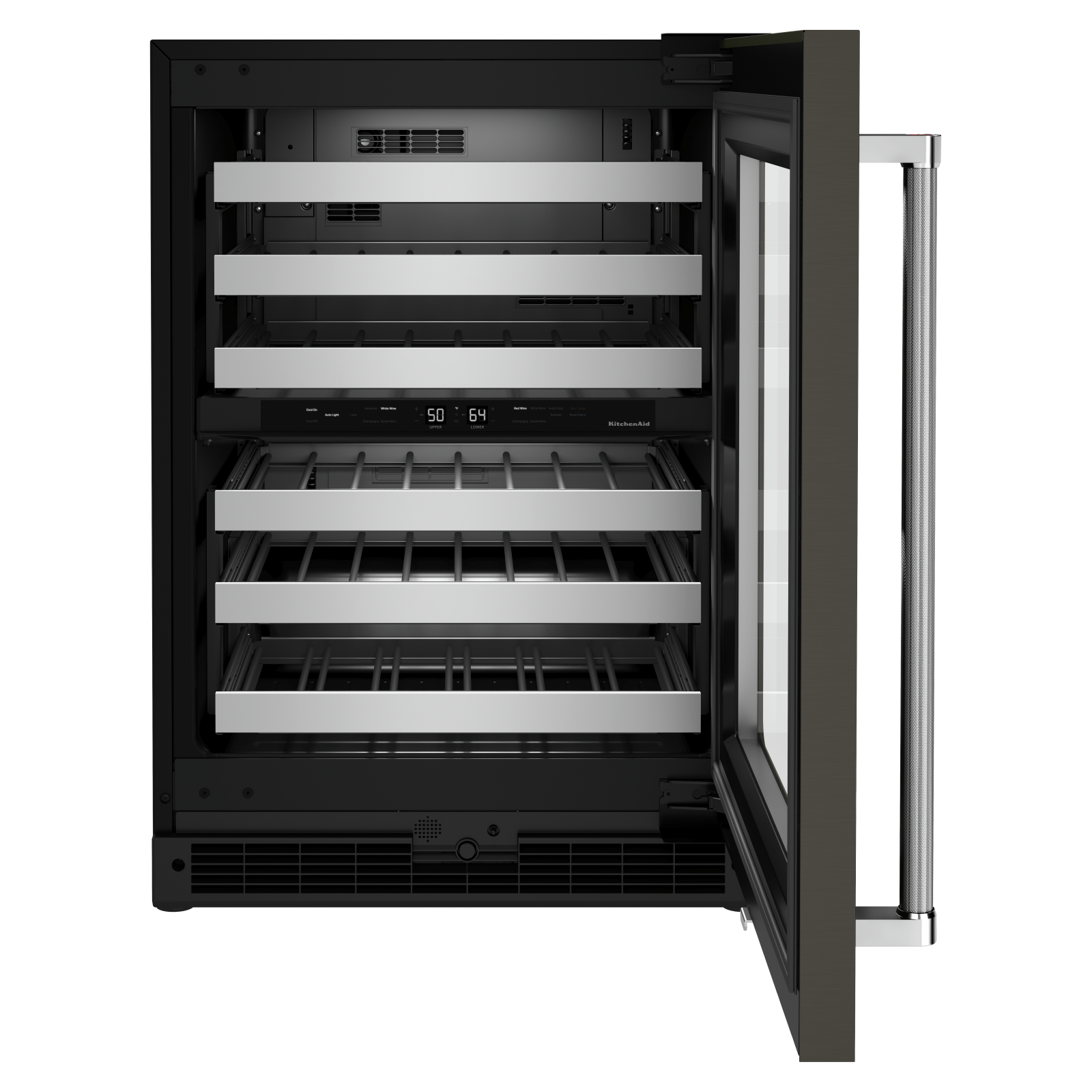 KitchenAid - 23.875 Inch 4.97 cu. ft Undercounter Wine Fridge Refrigerator in Black Stainless - KUWR314KBS