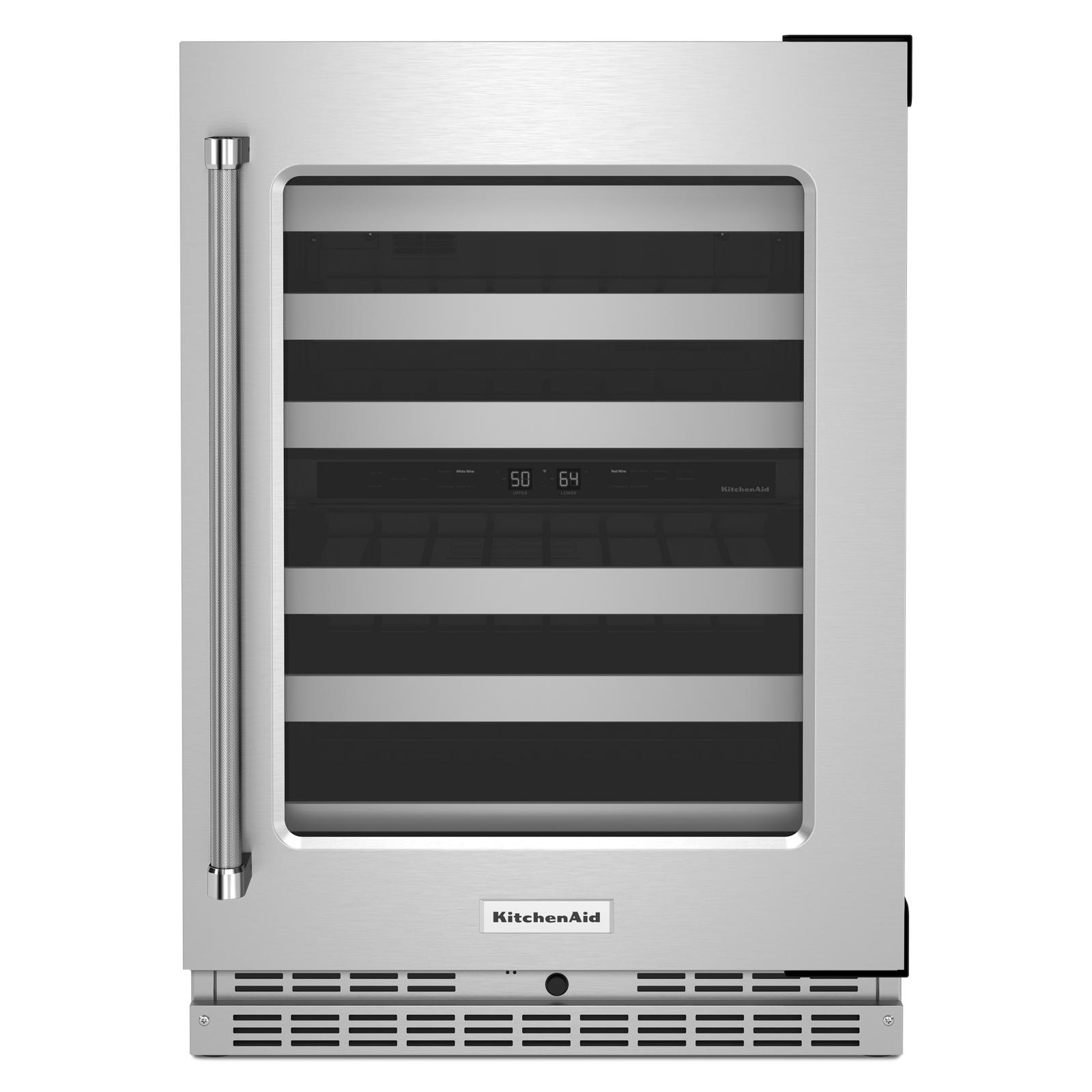 KitchenAid - 23.875 Inch 4.97 cu. ft Undercounter Wine Fridge Refrigerator in Stainless - KUWR314KSS