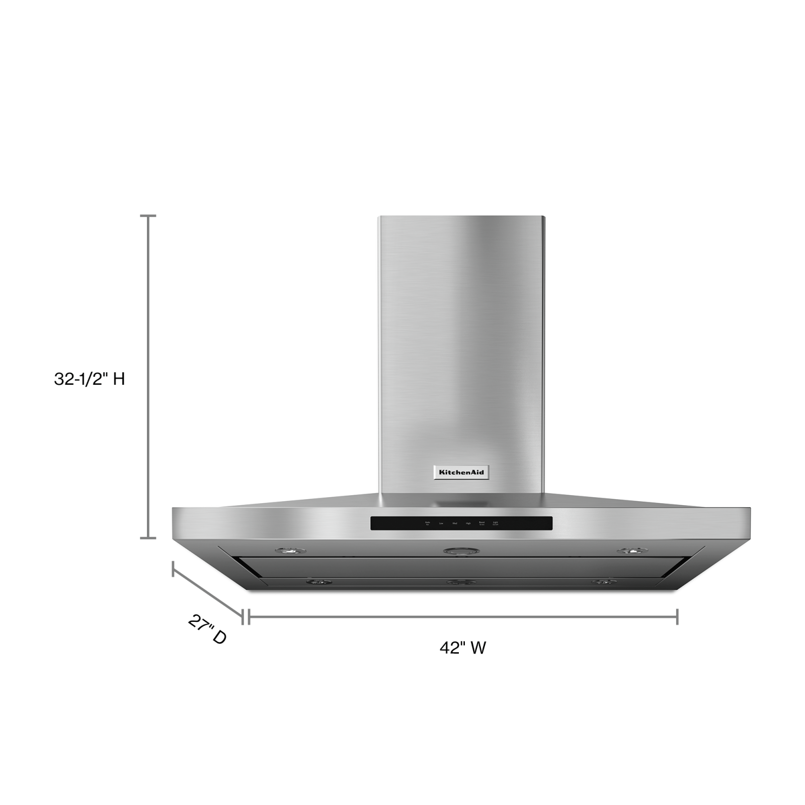 KitchenAid - 42 Inch 600 CFM Wall Mount and Chimney Range Vent in Stainless - KVIB602DSS