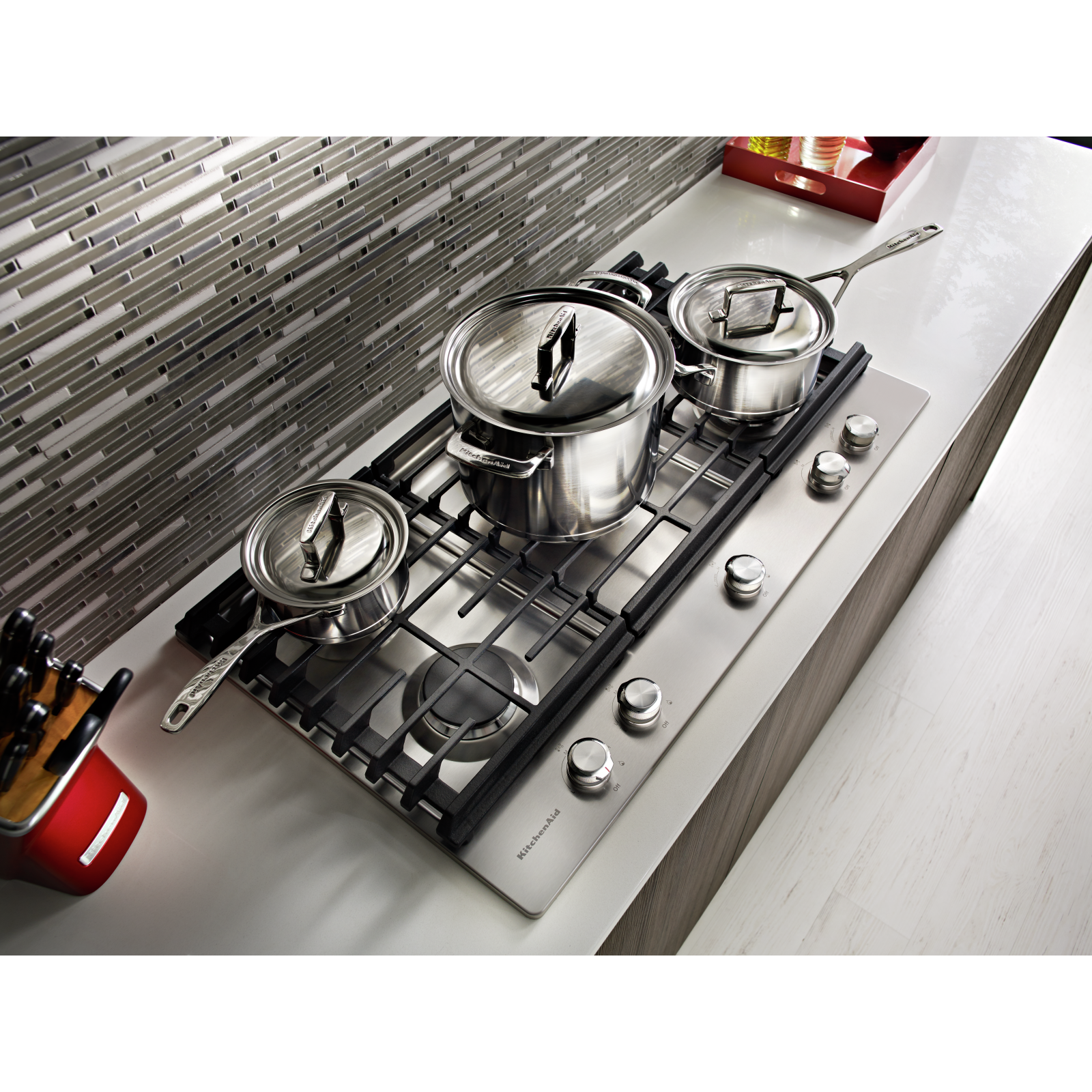 KitchenAid - 36 Inch 585 CFM Wall Mount and Chimney Range Vent in Black (Open Box) - KVWB606HBS-OB