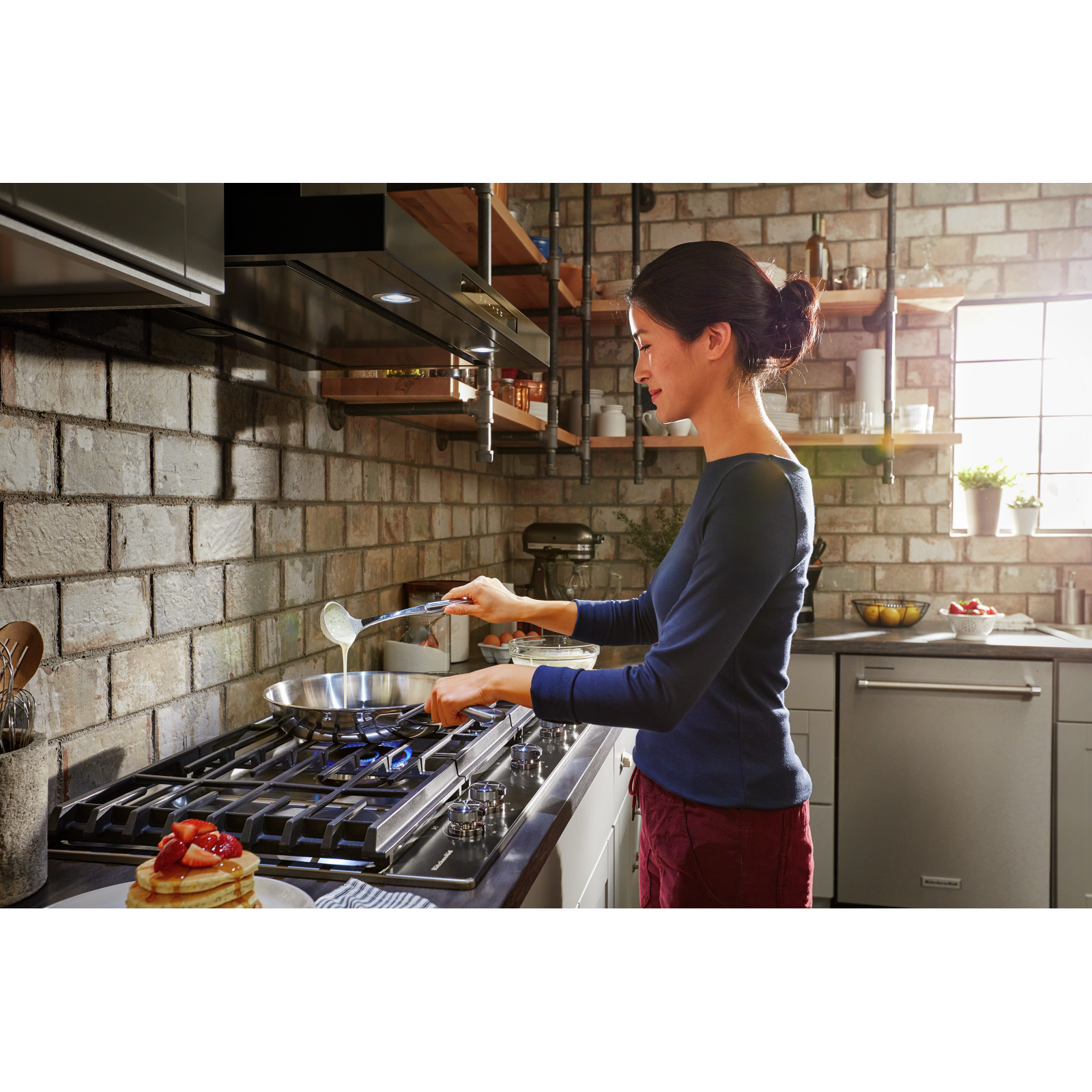 KitchenAid - 36 Inch 585 CFM Wall Mount and Chimney Range Vent in Black (Open Box) - KVWB606HBS-OB