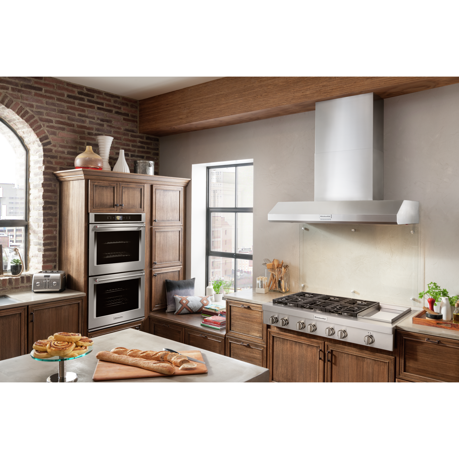 KitchenAid - 48 Inch 585 or 1170 CFM Wall Mount and Chimney Range Vent in Stainless - KVWC958KSS