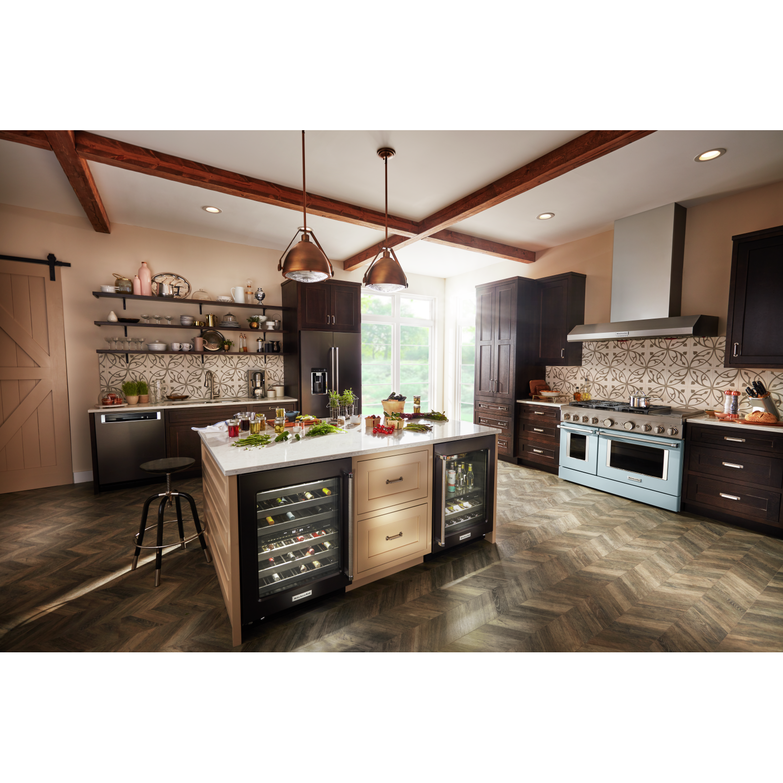 KitchenAid - 48 Inch 585 or 1170 CFM Wall Mount and Chimney Range Vent in Stainless - KVWC958KSS