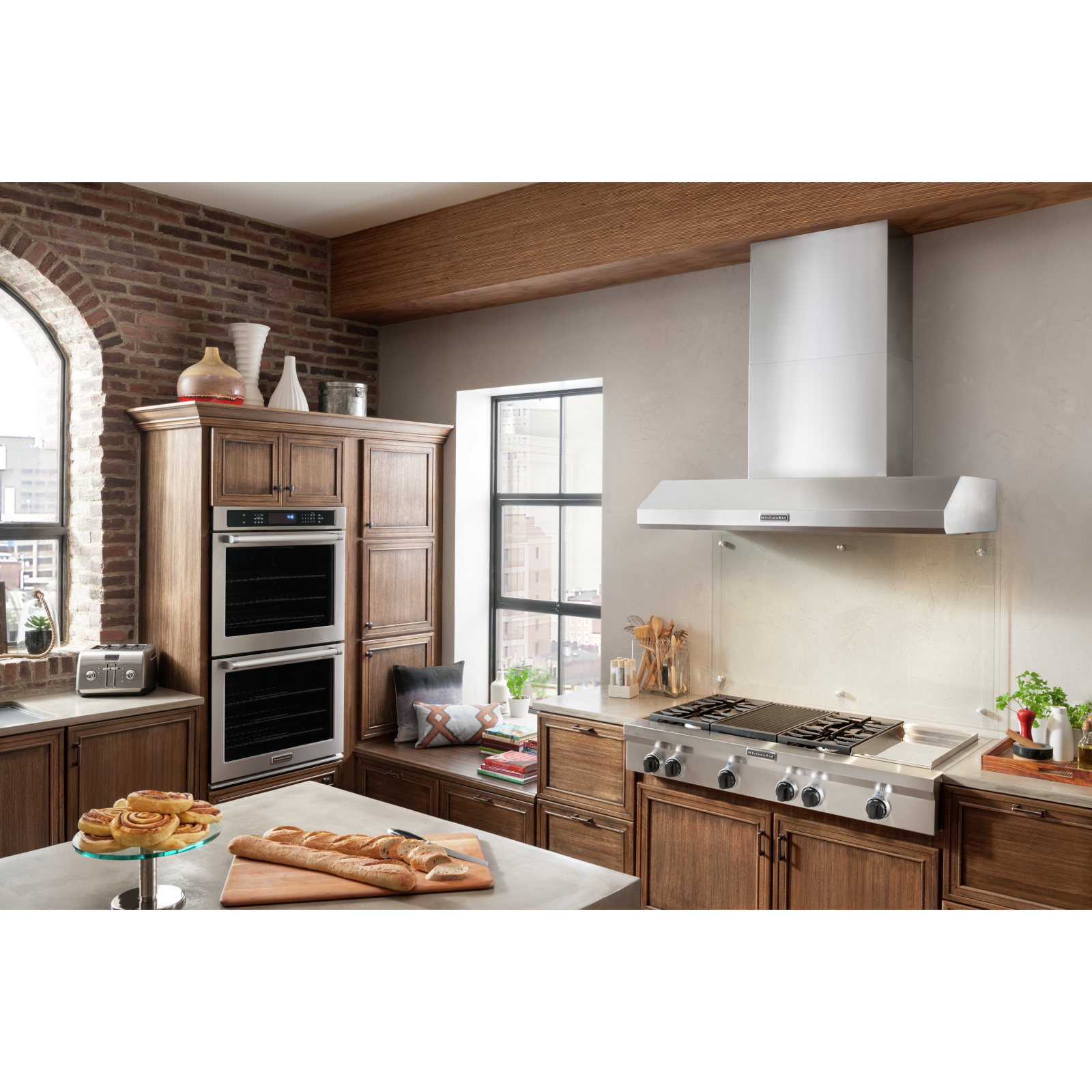 KitchenAid - 48 Inch 1200 CFM Wall Mount and Chimney Range Vent in Stainless - KXW9748YSS