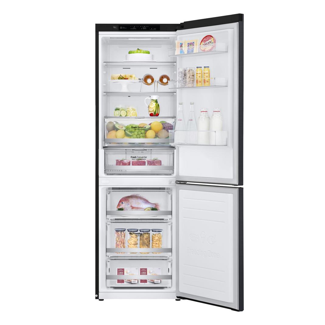 LG - 23.4 Inch 11.9 cu. ft Bottom Mount Refrigerator in Black - LBNC12241P