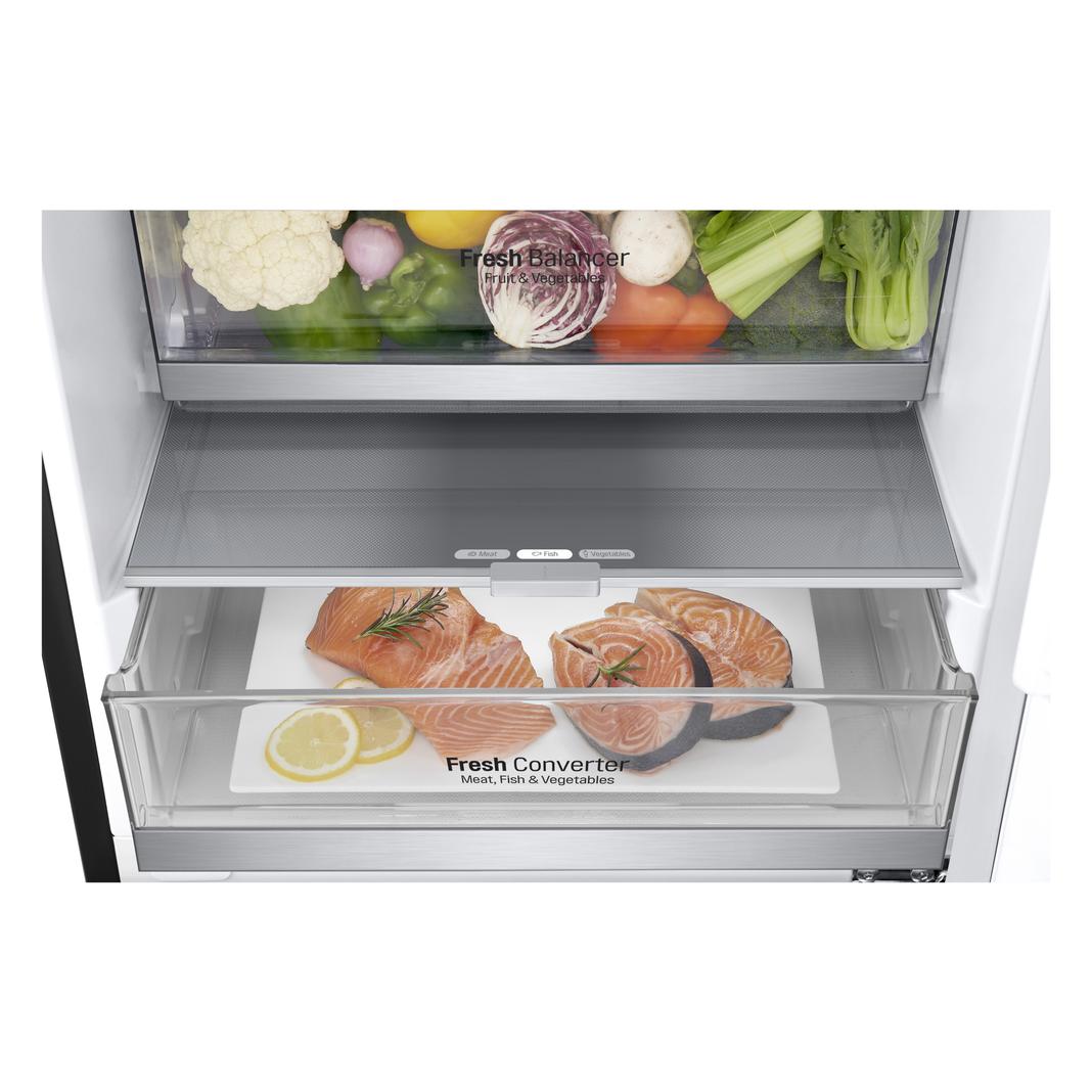 LG - 23.4 Inch 11.9 cu. ft Bottom Mount Refrigerator in Black - LBNC12241P