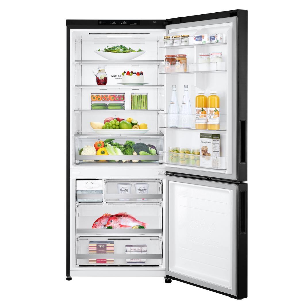 LG - 27.6 Inch 14.7 cu. ft Bottom Mount Refrigerator in Black - LBNC15231P