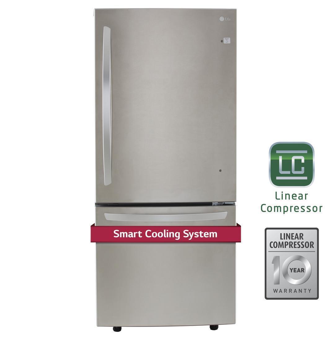 LG - 29.8 Inch 22.1 cu. ft Bottom Mount Refrigerator in Stainless - LDNS22220S