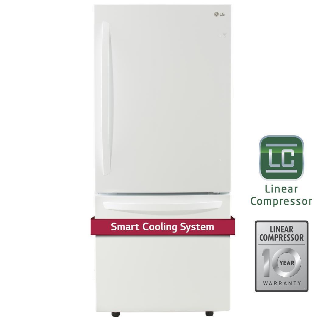 LG - 29.8 Inch 22.1 cu. ft Bottom Mount Refrigerator in White - LDNS22220W