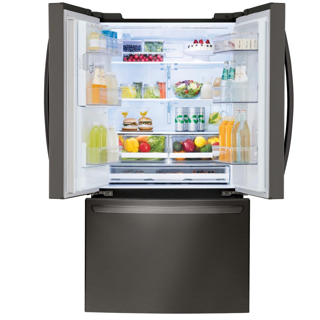 LG - 35.8 Inch 22.1 cu. ft French Door Refrigerator in Black Stainless - LFXC22526D