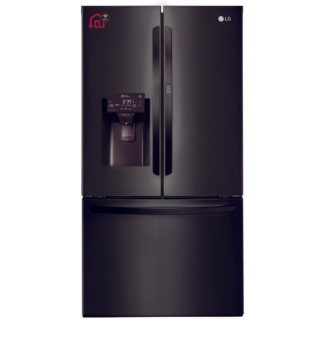 LG - 35.8 Inch 27.7 cu. ft French Door Refrigerator in Black - LFXS28566M