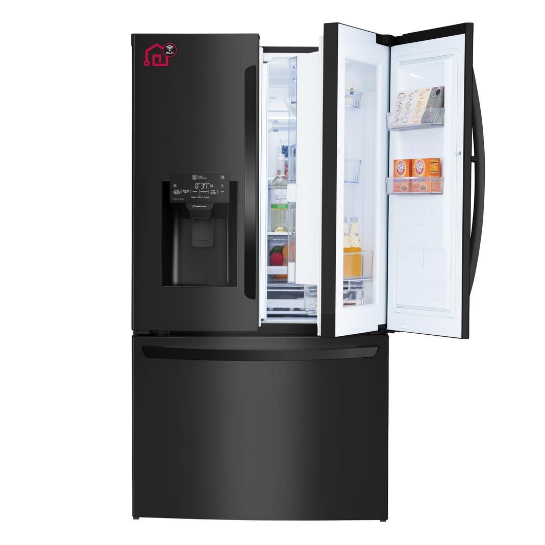 LG - 35.8 Inch 27.7 cu. ft French Door Refrigerator in Black - LFXS28566M