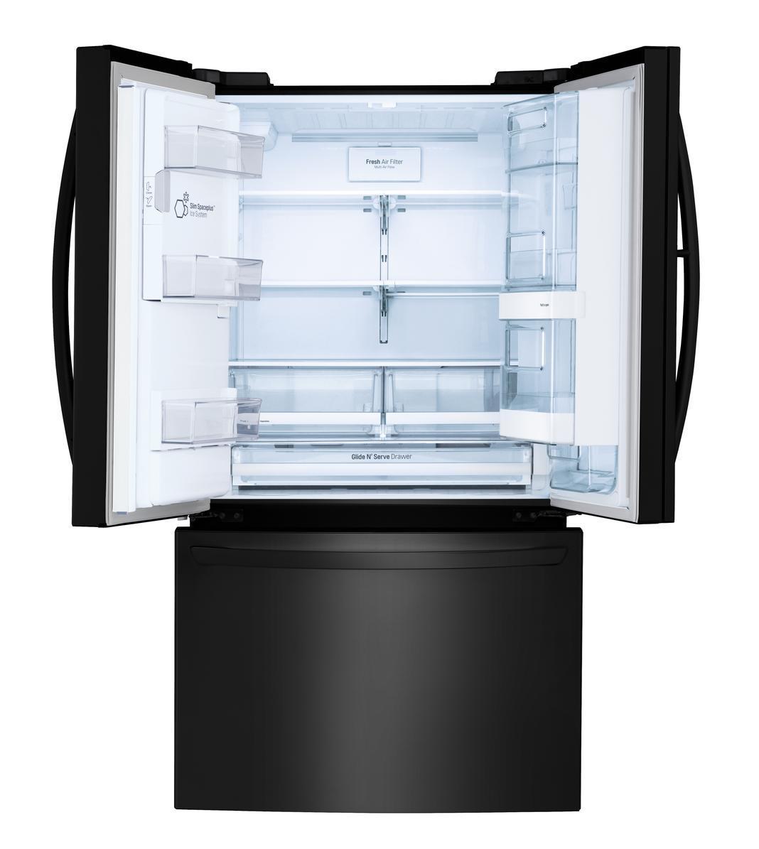 LG - 35.8 Inch 27.7 cu. ft French Door Refrigerator in Black - LFXS28566M