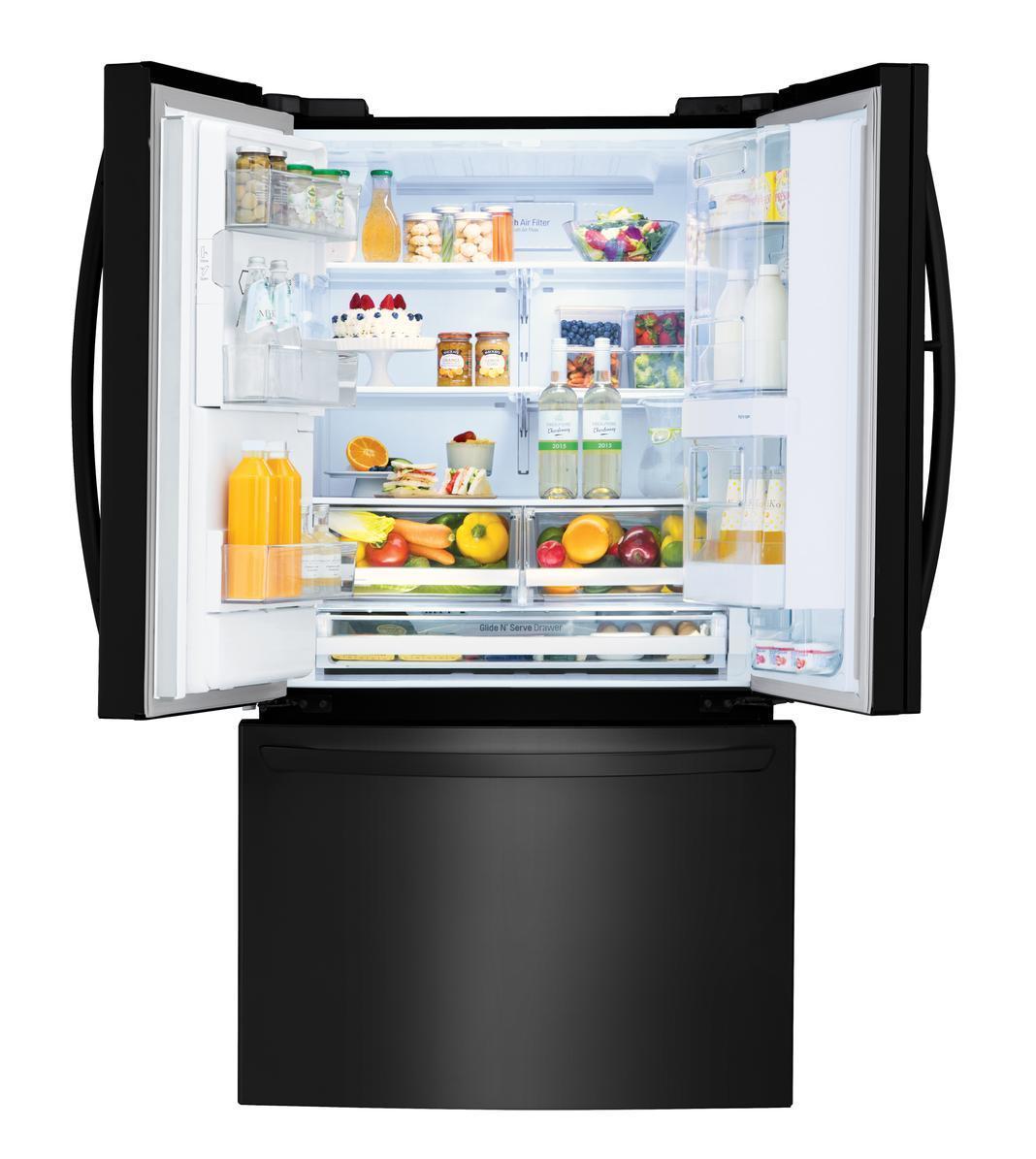 LG - 35.8 Inch 27.7 cu. ft French Door Refrigerator in Black - LFXS28566M