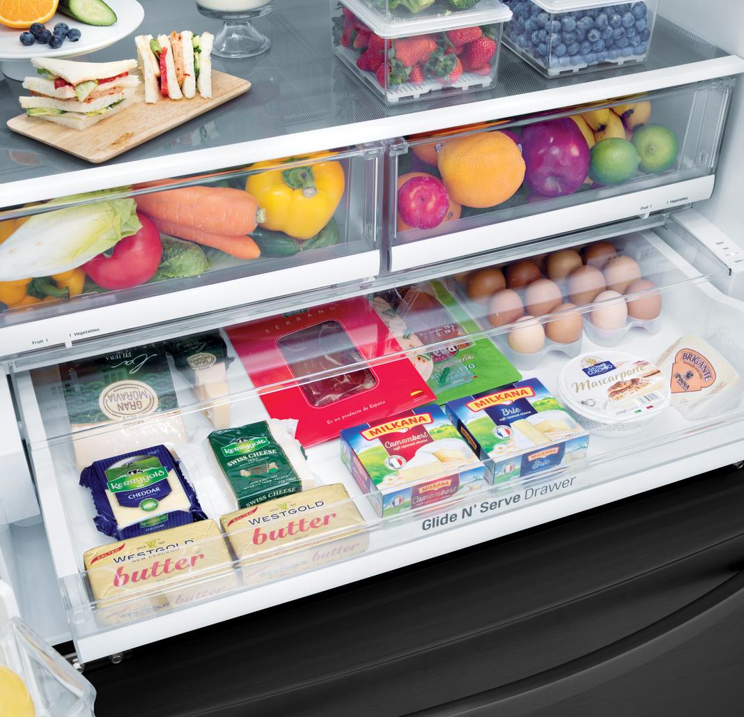 LG - 35.8 Inch 27.7 cu. ft French Door Refrigerator in Black - LFXS28566M