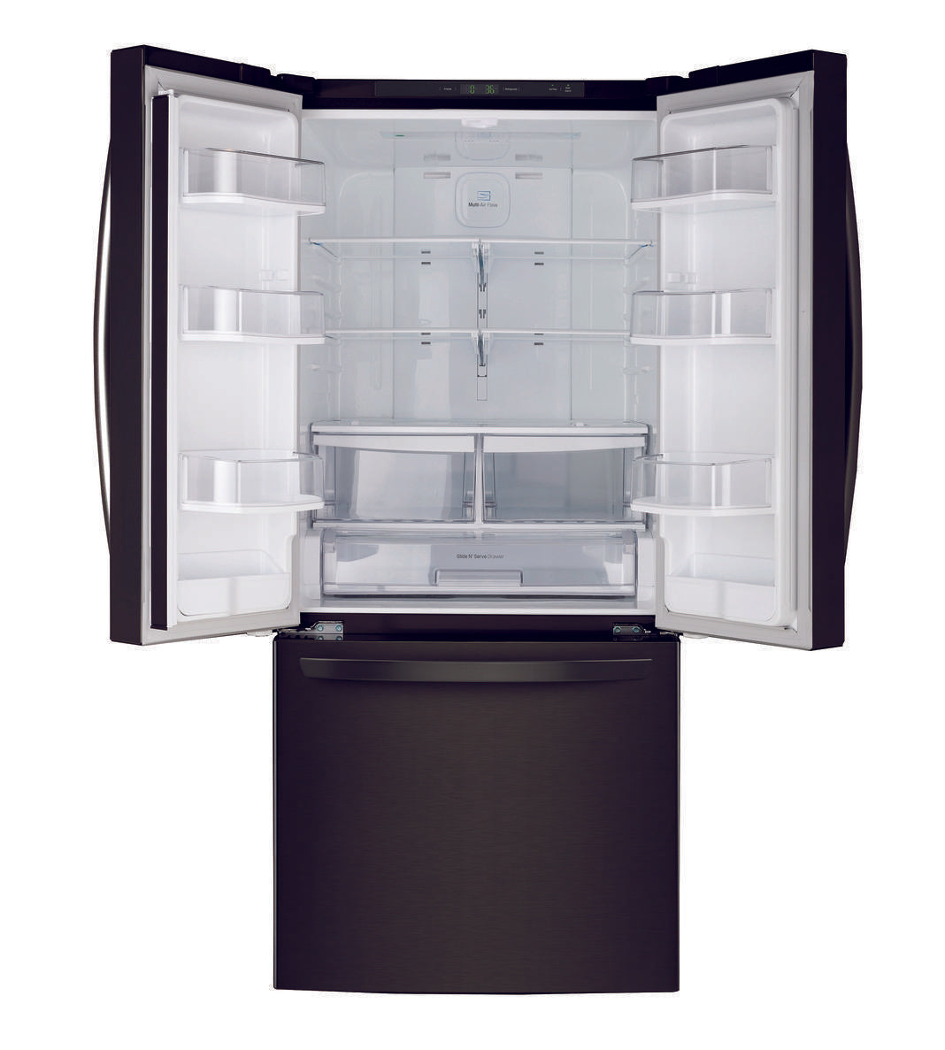 LG - 29.8 Inch 21.8 cu. ft French Door Refrigerator in Black Stainless - LRFNS2200D