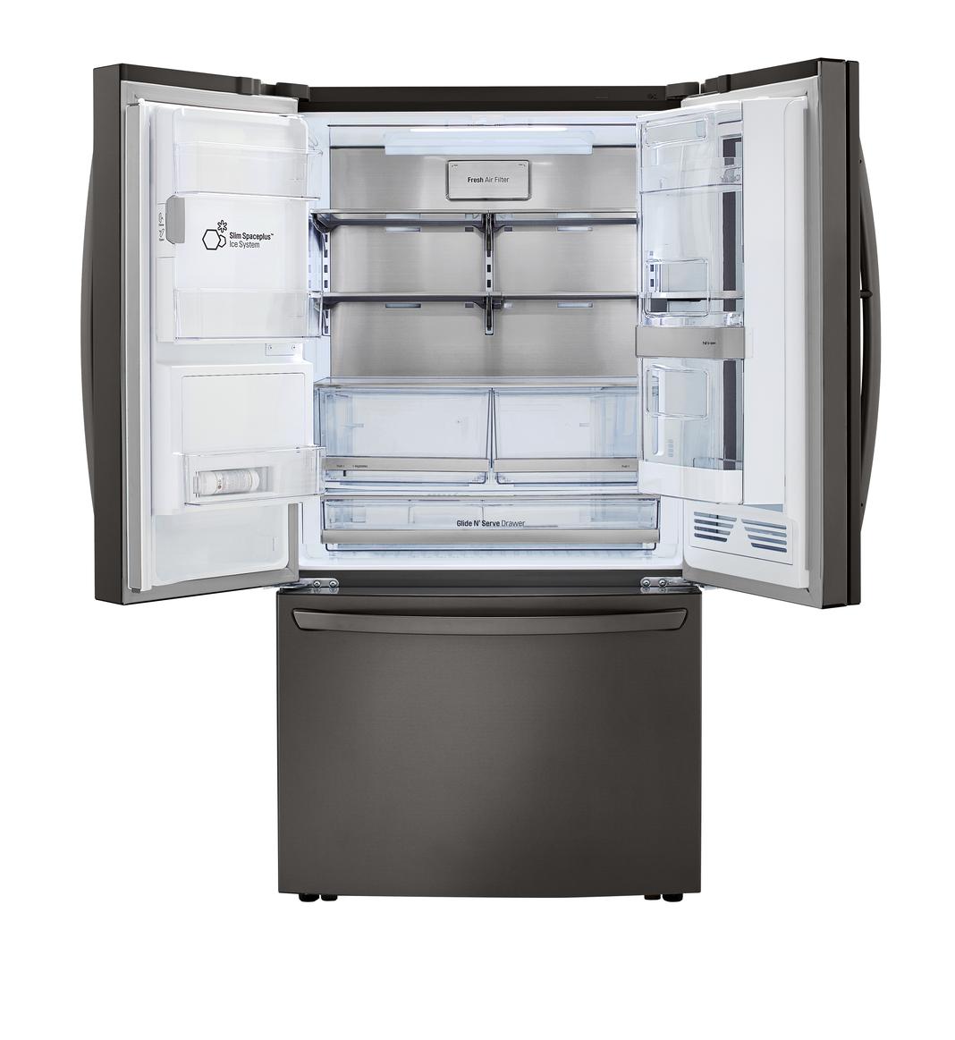 LG - 35.8 Inch 23.5 cu. ft French Door Refrigerator in Black Stainless - LRFVC2406D