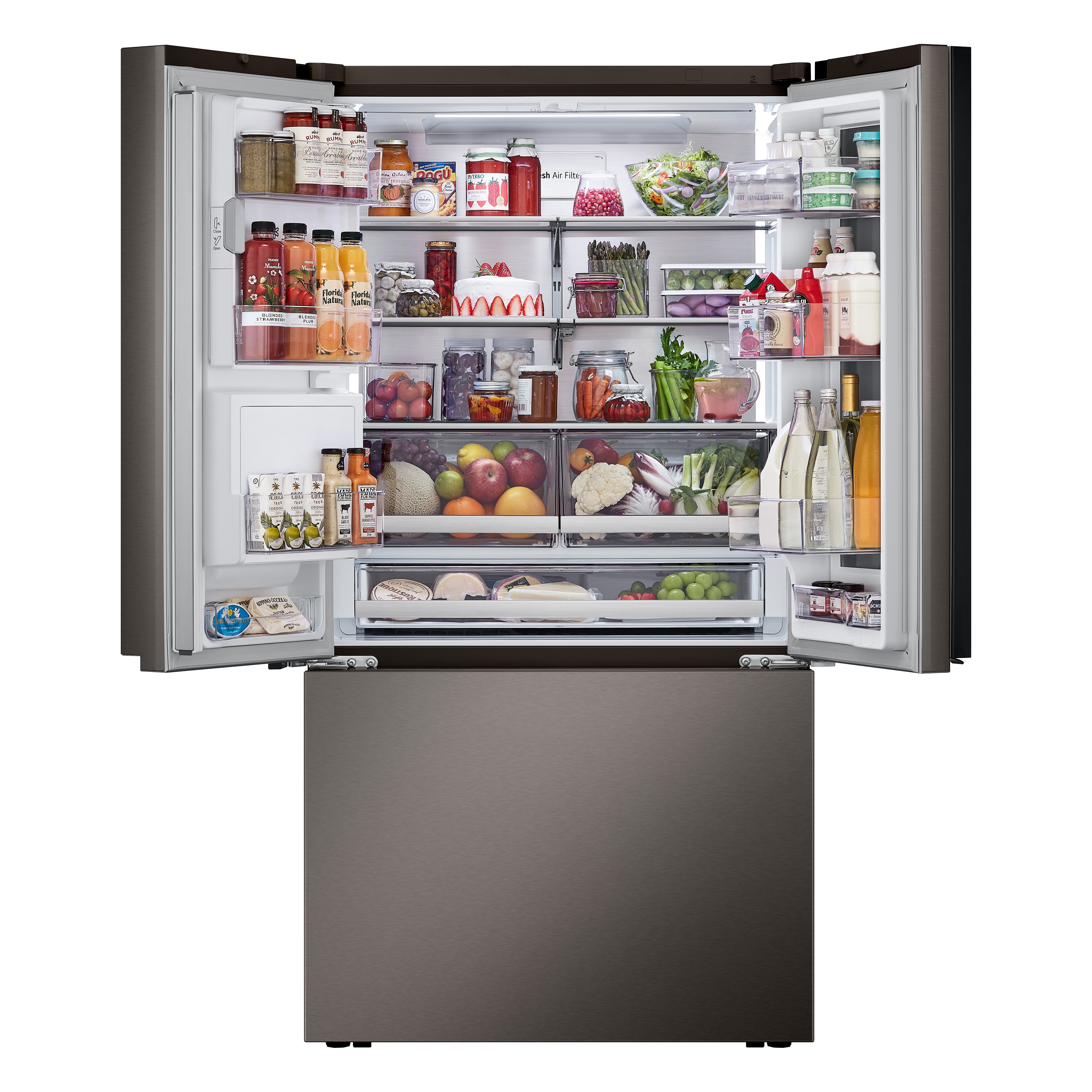 LG - 35.8 Inch 25.5 cu. ft French Door Refrigerator in Black Stainless - LRYKC2606D
