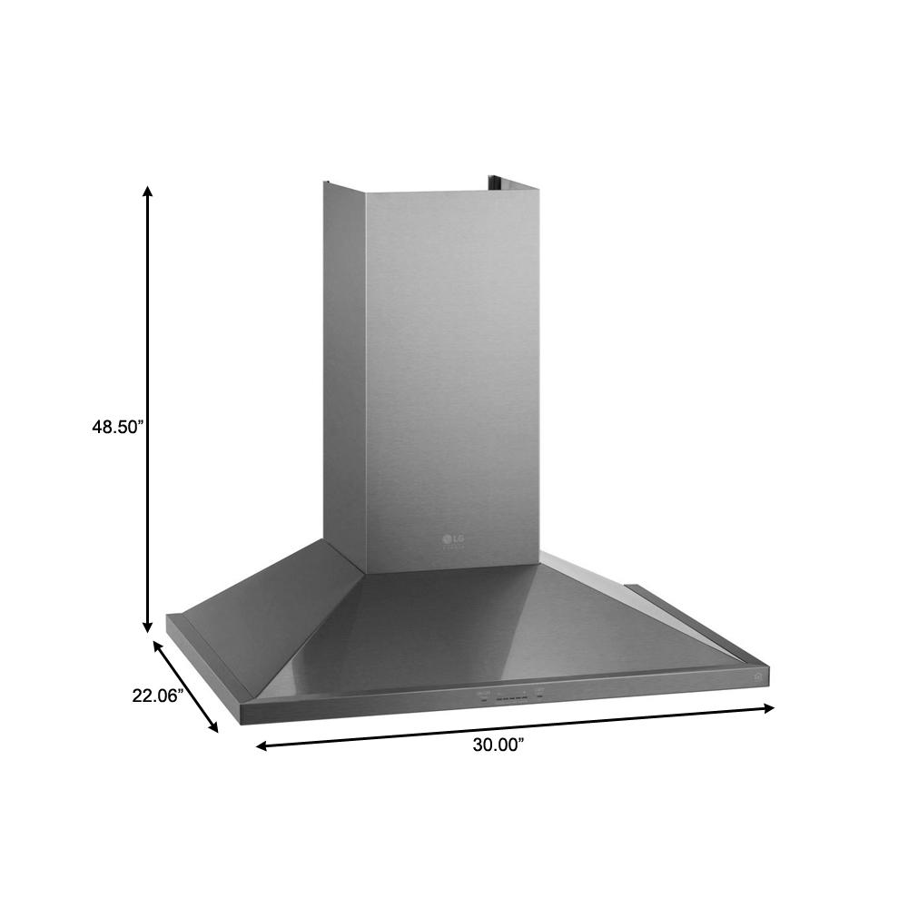 LG - 29.9 Inch 600 CFM Wall Mount and Chimney Range Vent in Stainless - LSHD3080ST