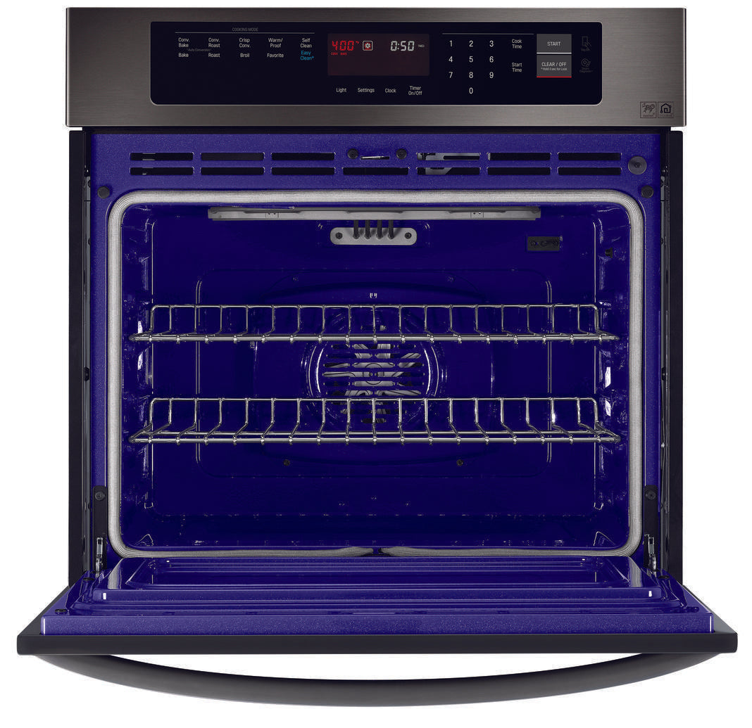 LG - 4.7 cu. ft Single Wall Oven in Black Stainless - LWS3063BD