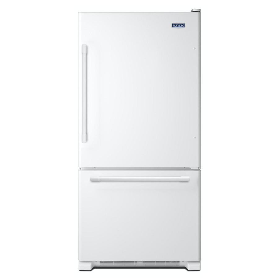 Maytag - 29.3 Inch 19 cu. ft Bottom Mount Refrigerator in White - MBB1957FEW