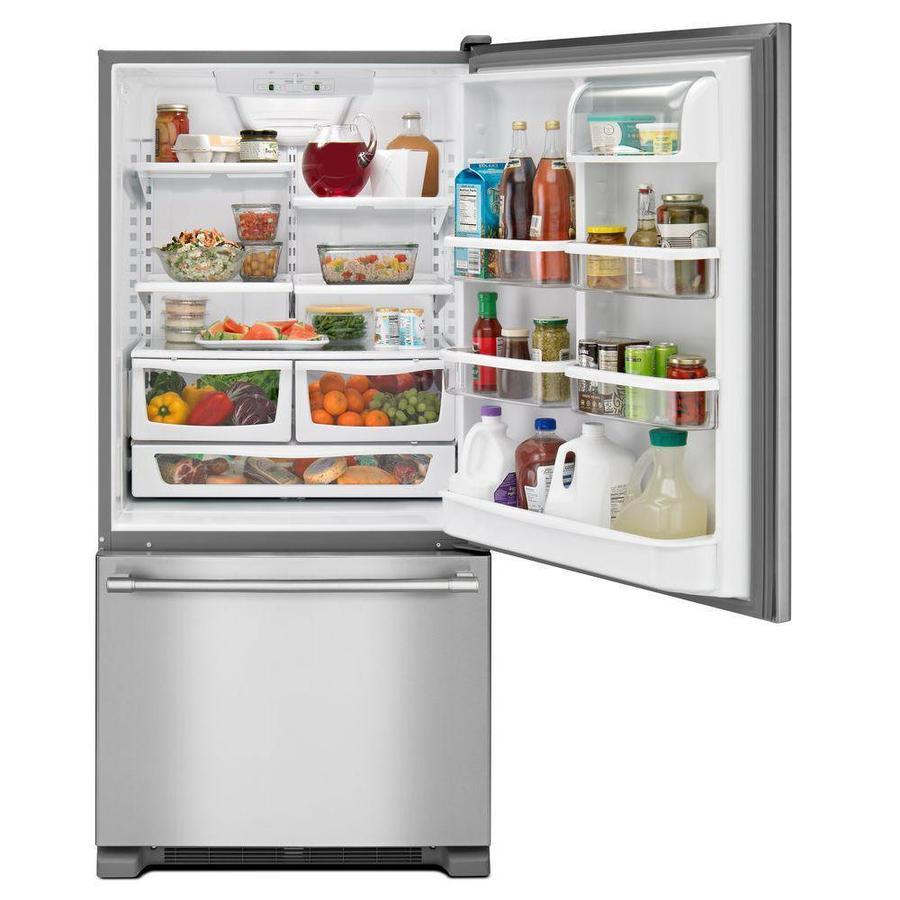 Maytag - 32.63 Inch 22.07 cu. ft Bottom Mount Refrigerator in Stainless - MBF2258FEZ