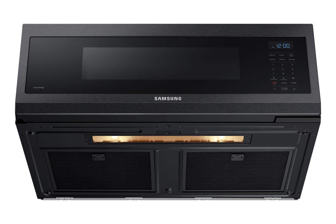 Samsung - 1.1 cu. Ft Over the range Microwave in Black Stainless - ME11A7510DG