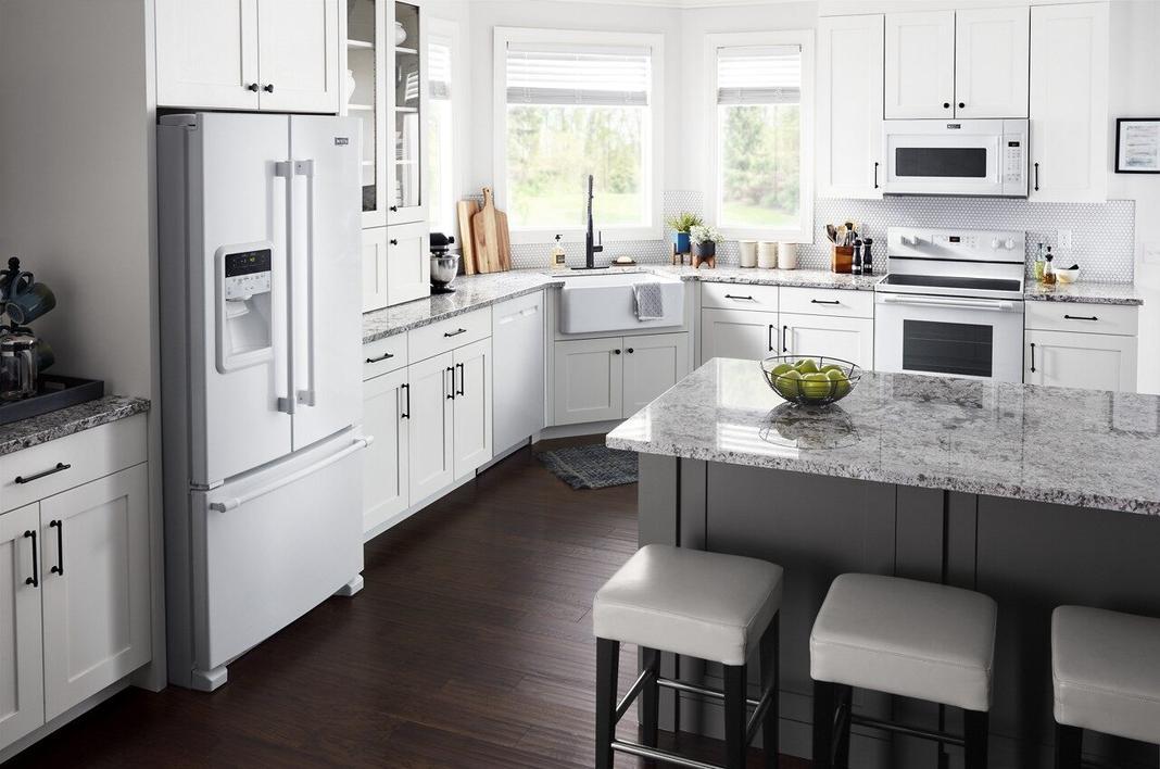 Maytag - 32.625 Inch 22 cu. ft French Door Refrigerator in White - MFI2269FRW