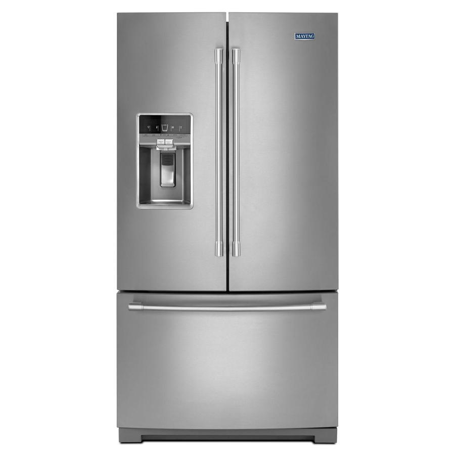 Maytag - 35.69 Inch 27 cu. ft French Door Refrigerator in Stainless - MFT2772HEZ