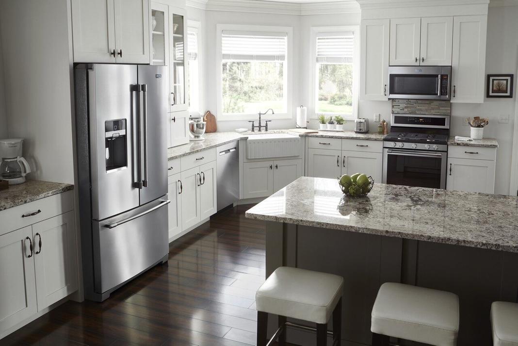 Maytag - 35.69 Inch 27 cu. ft French Door Refrigerator in Stainless - MFT2772HEZ