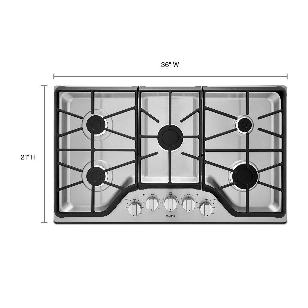 Maytag - 36 inch wide Gas Cooktop in Stainless - MGC7536DS