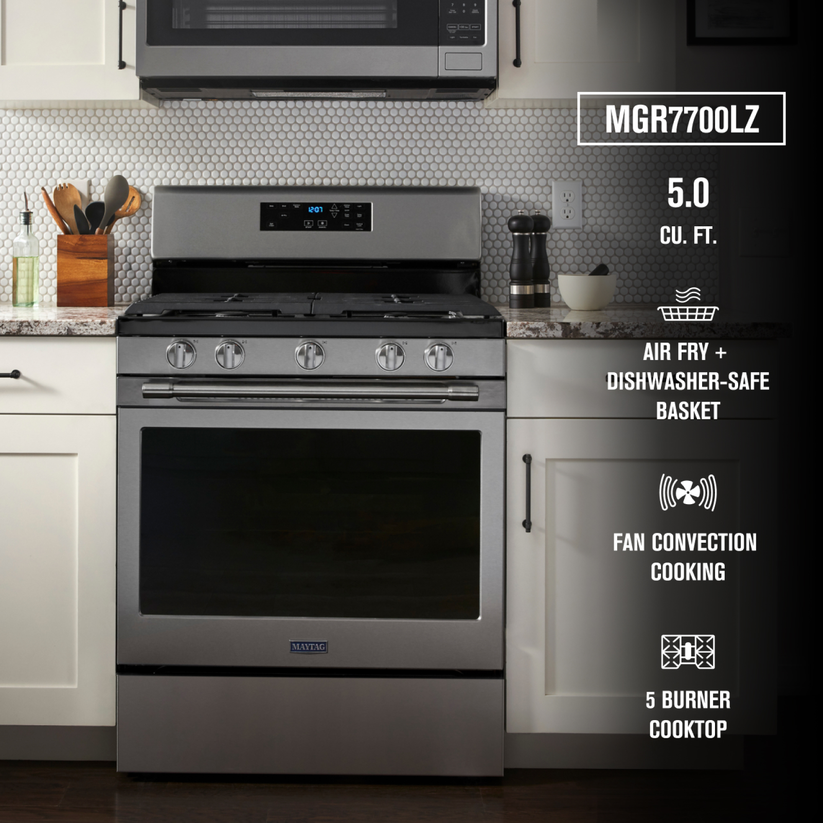 Maytag - 5 cu. ft Gas Range in Stainless - MGR7700LZ