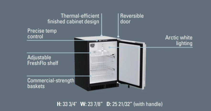 Marvel - 24 Inch 4.7 cu. ft Under Counter Fridge Refrigerator in Stainless - MLFZ224-SS01A