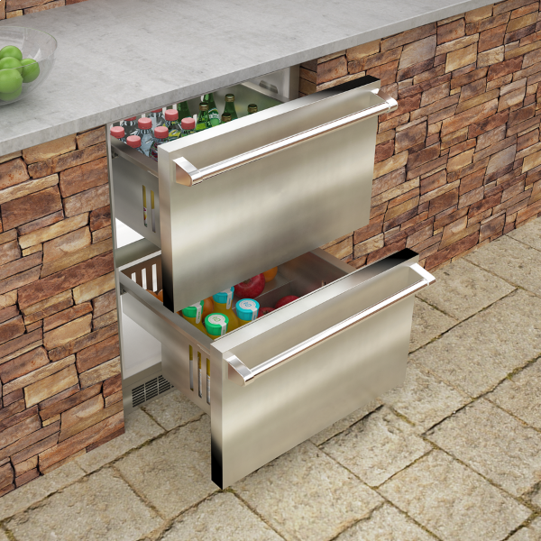 Marvel - 23.875 Inch 5 cu. ft Built In / Integrated Outdoor Fridge Refrigerator Drawer in Stainless - MODR224-SS71A