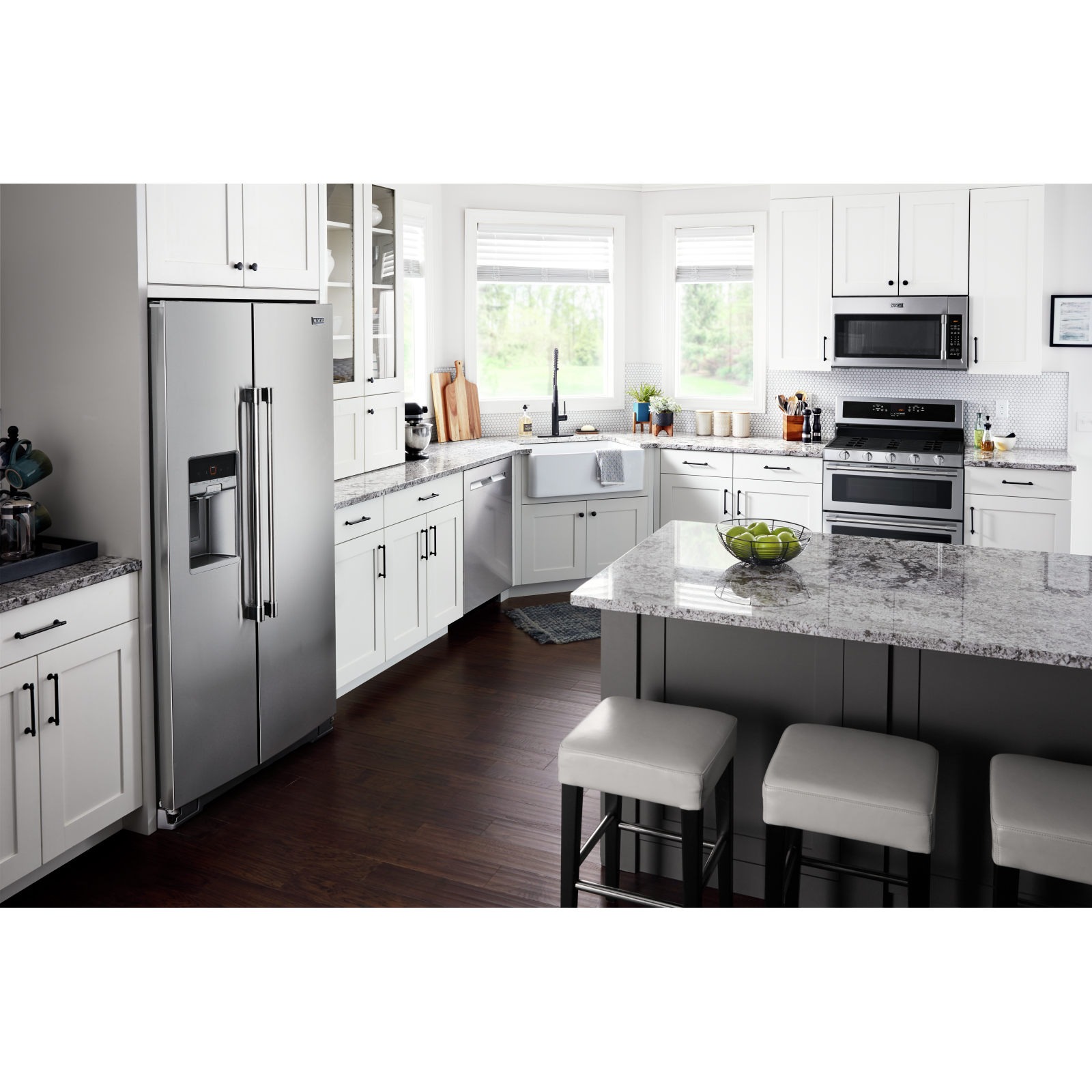 Maytag - 36 Inch 20.6 cu. ft Side by Side Refrigerator in Stainless - MSC21C6MFZ