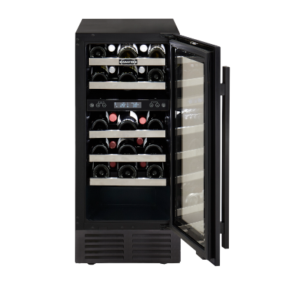 Marathon 15" Black Steel Dual Zone Wine Cooler - MWC28-DBLS