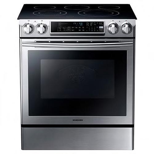 Samsung - 5.8 cu. ft Slide-In Electric Range in Stainless Steel - NE58F9500SS